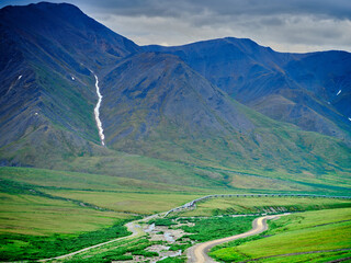 Summertime along the Dalton Highway North of the Coldfoot Camp on the road to Prudhoe Bay with the...