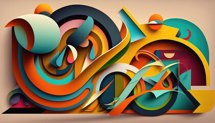 A striking and modern pop art-style wallpaper with amazing, colorful and abstract shapes in 2D