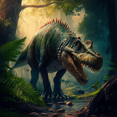 Dinosaurio en la selva