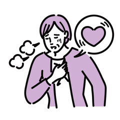 動悸がして息切れしている中年女性
