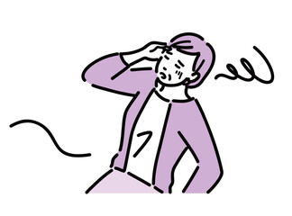 立ちくらみがして倒れそうになっている中年女性
