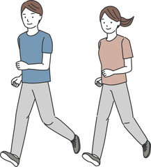 ジョギングをする男性と女性