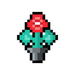 Flower in the pot illustration pixel art 8 bit style