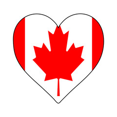 Canada Heart Shape Flag. Love Canada. Visit Canada. Northern America. America. Vector Illustration Graphic Design.