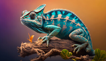 Chameleon posing for the camera: A creative studio shoot.