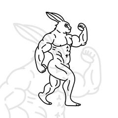 cool muscle bunny with stylish black stripe design
