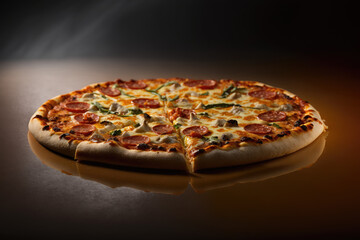 high res pizza illustration with studio lighting made by generative ai