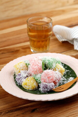 Colorful Ongol-Ongol or Sentiling, Steamed Cassava Cake
