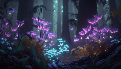 The Radiant Night Garden: Flowers and Plants that Light up the Darkness, AI Generative