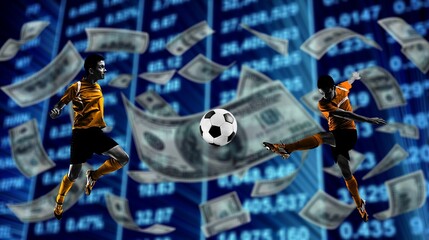 Fototapeta na wymiar Online analytics for soccer game, player with a ball