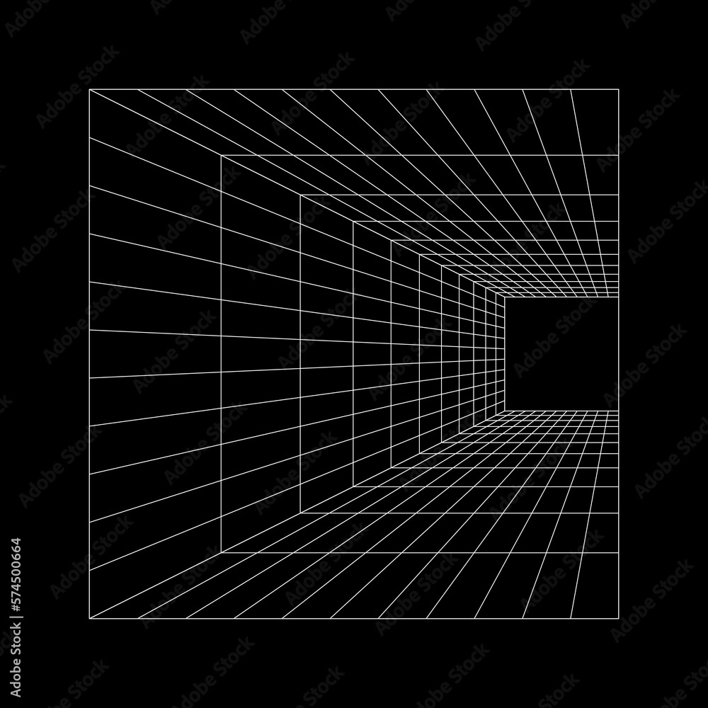 Poster Square perspective wireframe grid for design element
