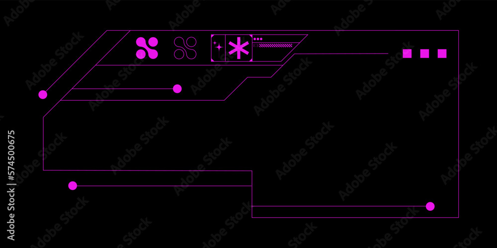 Poster hud interface in retro futuristic frame for copy space