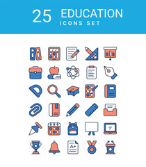 education icons, stock illustrations, science, technology, knowledge, information, book icon,
