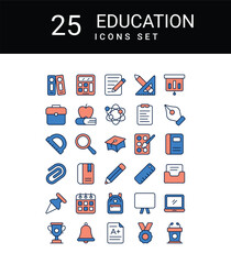 education icons, stock illustrations, science, technology, knowledge, information, book icon,