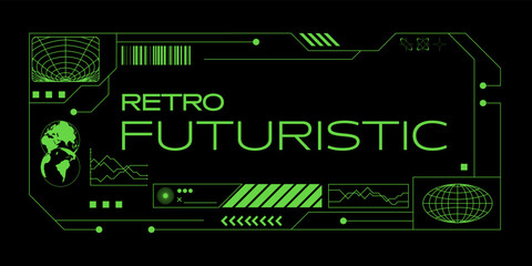 Modern retro futuristic interface frame