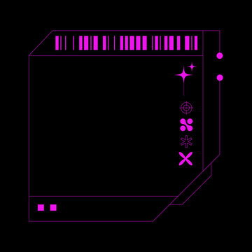 Square Futuristic Frame With Bar Code And Element