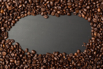 roasted coffee bean with space for text in the center