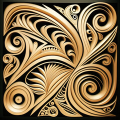 Fototapeta premium a gold and black art deco style tile Generative Ai