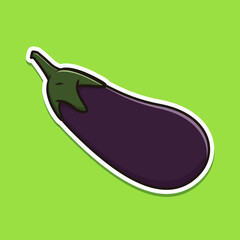 purple eggplant vector illustration. vegetable sticker