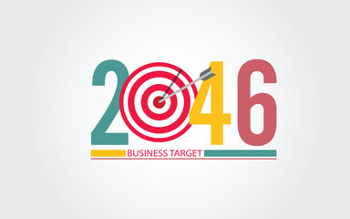 2046 New Year numbers with business target colorful banner. 