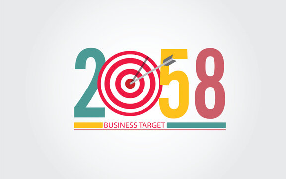 2058 New Year numbers with business target colorful banner. 