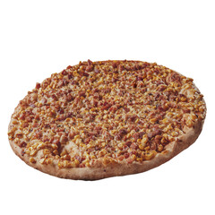 Brazilian pizza with mozzarella, corn, bacon and oregano (Milho com bacon).