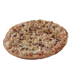 Brazilian pizza with barbecue sauce, grilled chicken, onion and oregano (BBQ Chicken)