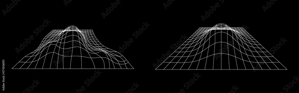 Poster wireframe contour element in retro