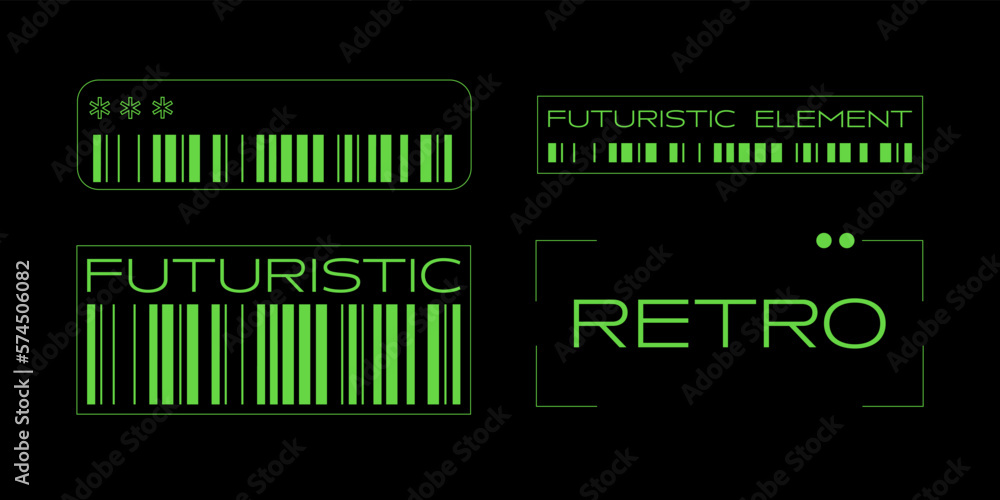 Poster retro futuristic text with bar code design element