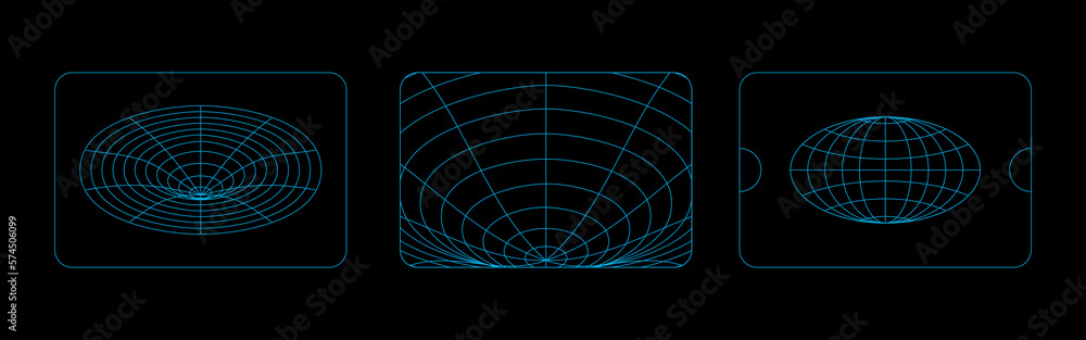 Poster gravitation symbol in retro futuristic design element