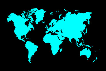 Fototapeta na wymiar Earth map in blue isolated