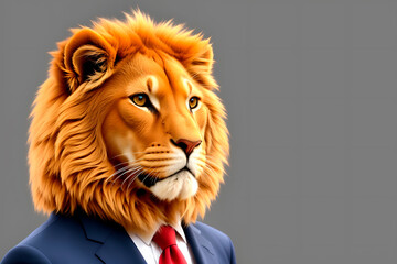 Portrait of lion like business worker. Generative AI