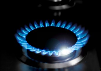 Photo of fuel gas flame on dark background