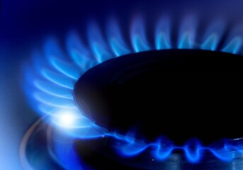 Photo of fuel gas flame on dark background