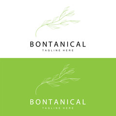 Fototapeta premium Botanical Logo, Nature Plant Design, Flower Plant Icon Vector With Line Model