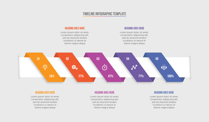 Vector five steps options business infographic modern design template	