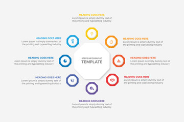 Infographic, Template Design With 8 Steps or Options, Workflow or Process Diagram