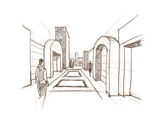 sketch of the city digital art for design idea decoration illustration