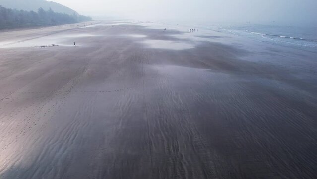 Aerial footage of Harnai beach at Dapoli, located 200 kms from Pune on the West Coast of Maharashtra India.