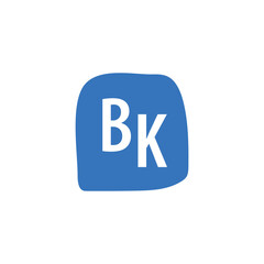 BK initial based logo on blue emblem. Simple logo design. Suitable for organization, company, business, brand, school, and industry.