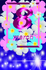 card or banner for International Women's Day March 8. can be used as a flyer, 3d illustration