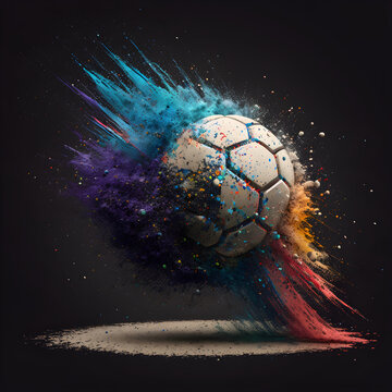A dynamic illustration of a moving football with a colorful splash. This exciting stock photo captures the energy and excitement of the game 