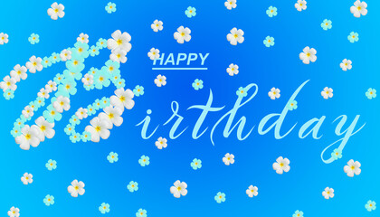postcard , Internet banner , flat lay with a birthday greeting, with the inscription - happy birthday, 3d illustration