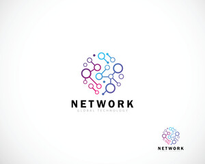 world tech logo creative network connect design concept global
