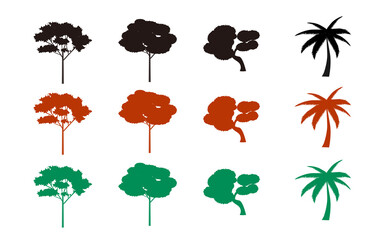 木のシルエットセット
