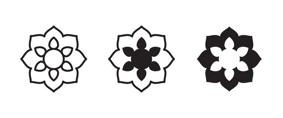 mandala icon Flower medicine, health center and yoga studios - emblem leaves, organic shop, eco product, cosmetic, business. Company mark, emblem icon symbol logo illustration, editable stroke