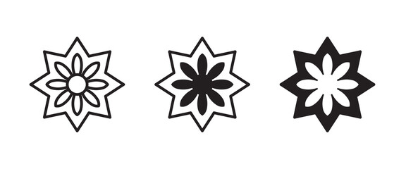 mandala icon Flower medicine, health center and yoga studios - emblem leaves, organic shop, eco product, cosmetic, business. Company mark, emblem icon symbol logo illustration, editable stroke