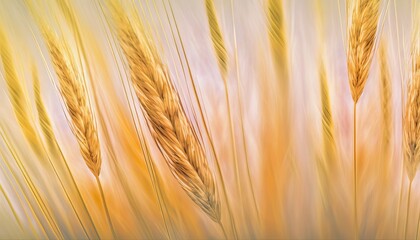 Golden wheat grain macro background. Harvest farm close up. Generative AI technology.