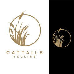 cattails plant vector template. reed grass. water plant graphic illustration. - obrazy, fototapety, plakaty