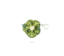 Heart shape Brockley. Brockley is good for health. Green food concept.
